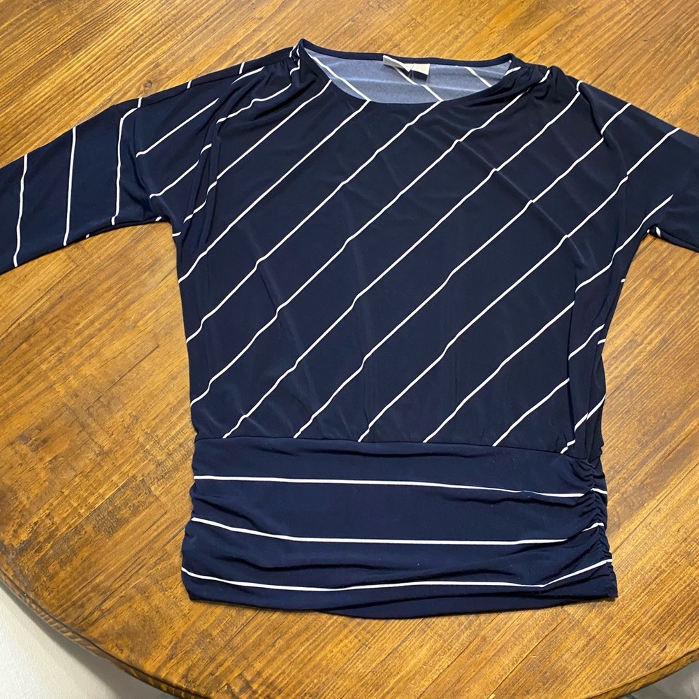 Chicos Striped Navy Top size 10